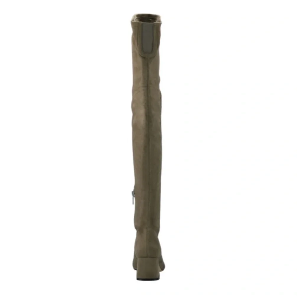 Marc fisher charlote over the knee Gray microsuede square toe boots 6.5